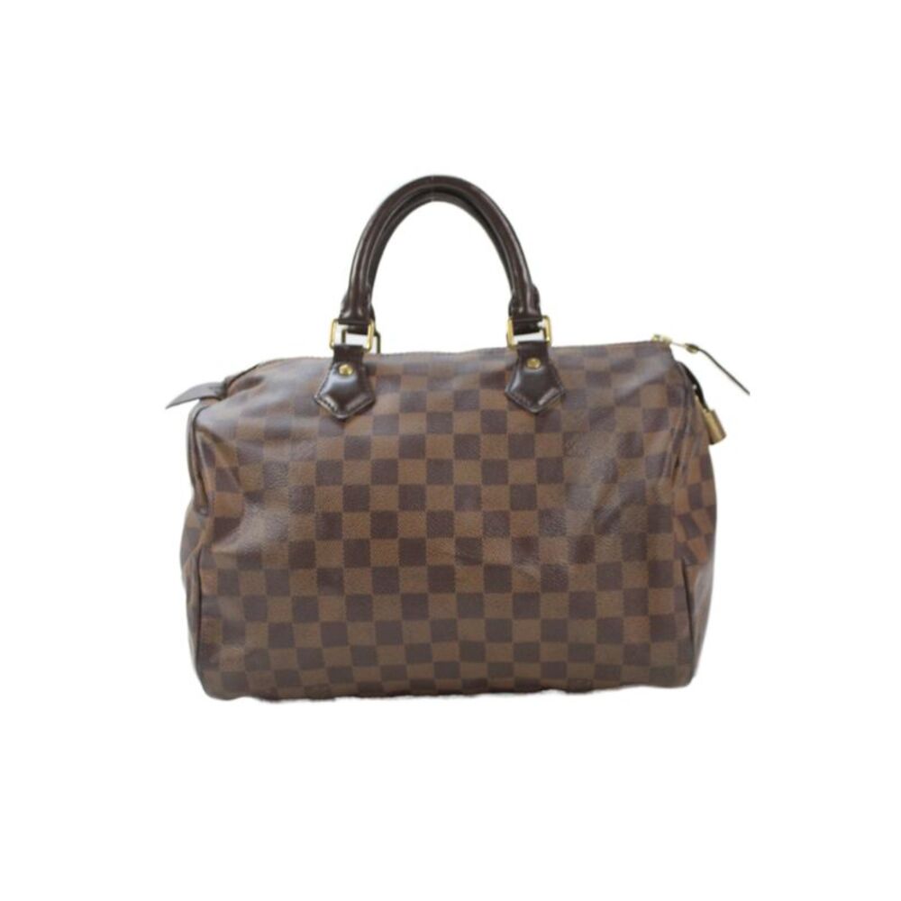 Louis Vuitton Womens Damier Ebene Speedy Handbag 30 Brown